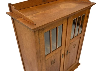 Arts & Crafts Art Nouveau Bookcase with Beveled Glass, 1900s